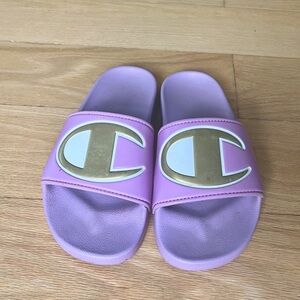 Champion Purple Gold Slides Women’s Size 7